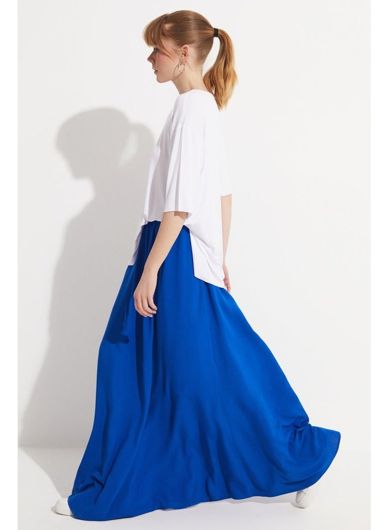 JUNE Elastic Waist Maxi 100% Viscose Skirt - Image 5